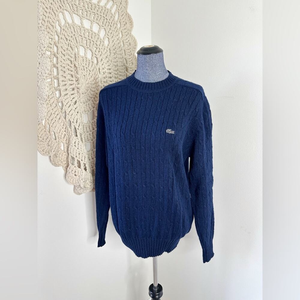 Lacoste Navy Cable-Knit Crewneck Sweater
